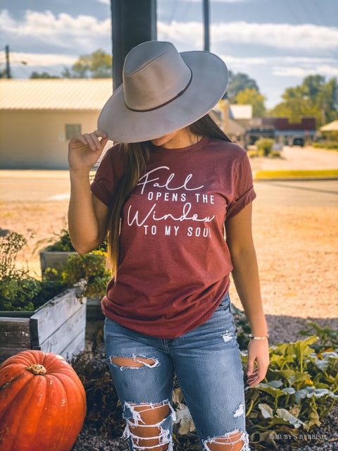 Fall Opens the Window to My Soul | Seasonal T-Shirt | Ruby’s Rubbish® - Ruby's Rubbish Wholesale