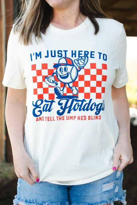 I'm Just Here to Eat Hot Dogs I Game Day T-Shirt | Ruby’s Rubbish® - Ruby's Rubbish Wholesale