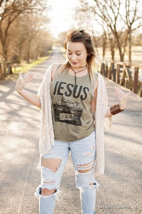 Jesus Is My Jam | Women’s Muscle Tank | Ruby’s Rubbish® - Ruby's Rubbish Wholesale