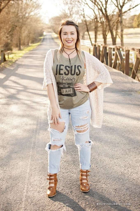 Jesus Is My Jam | Women’s Muscle Tank | Ruby’s Rubbish® - Ruby's Rubbish Wholesale