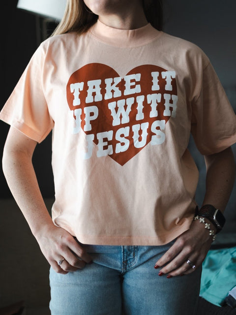 Take It Up With Jesus | Boxy T-Shirt | Ruby’s Rubbish® - Ruby's Rubbish Wholesale