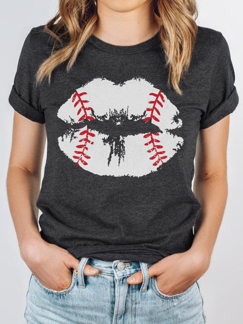 Baseball Lips | Game Day T-Shirt | Ruby’s Rubbish® - Ruby's Rubbish Wholesale