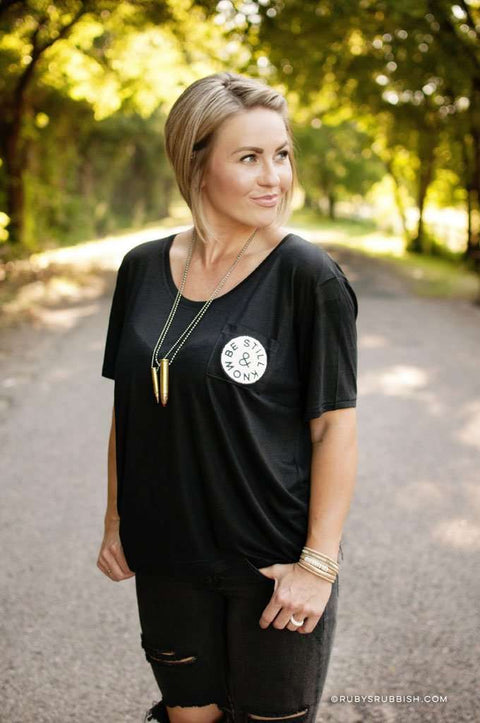 Be Still & Know | Women’s Slouchy Pocket T-Shirt | Ruby’s Rubbish® - Ruby's Rubbish Wholesale