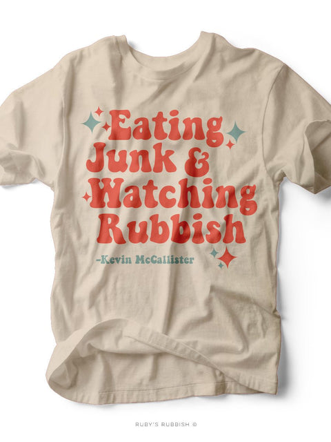 Eating Junk Food & Watching Rubbish | Seasonal T-Shirt | Ruby’s Rubbish® - Ruby's Rubbish Wholesale