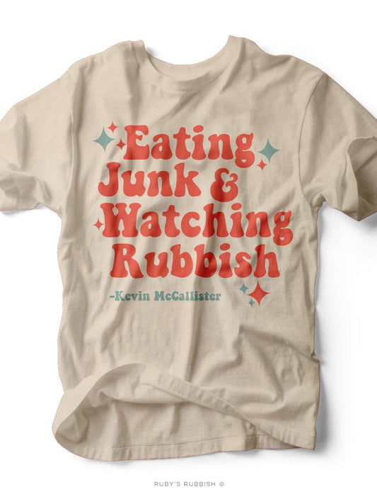 Eating Junk & Watching Rubbish | Kid's T-Shirt | Ruby’s Rubbish® - Ruby's Rubbish Wholesale