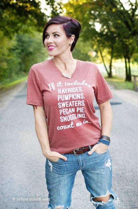 If it Includes (Fall Edition) | Seasonal T-Shirt | Ruby’s Rubbish® - Ruby's Rubbish Wholesale