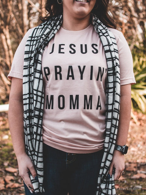 Jesus Prayin' Momma | Women’s T-Shirt | Ruby’s Rubbish® - Ruby's Rubbish Wholesale