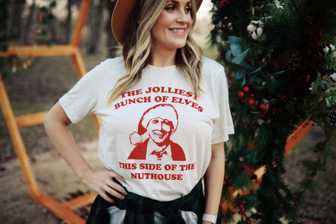 Jolliest Bunch of Elves | Seasonal T-Shirt | Ruby’s Rubbish® - Ruby's Rubbish Wholesale