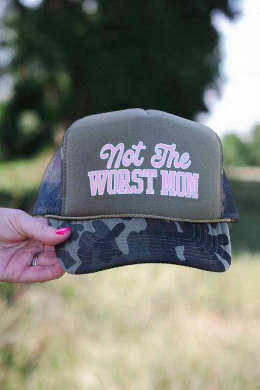 Not the Worst Mom | Camo Trucker Hat | Ruby’s Rubbish® - Ruby's Rubbish Wholesale