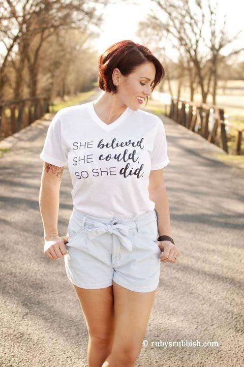 She Believed | Women’s T-Shirt | Ruby’s Rubbish® - Ruby's Rubbish Wholesale