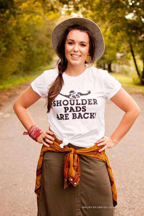 Shoulder Pads Are Back | Game Day T-Shirt | Ruby’s Rubbish® - Ruby's Rubbish Wholesale