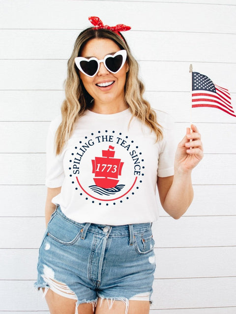 Spilling Tea Since 1773 | Americana T-Shirt | Ruby’s Rubbish® - Ruby's Rubbish Wholesale