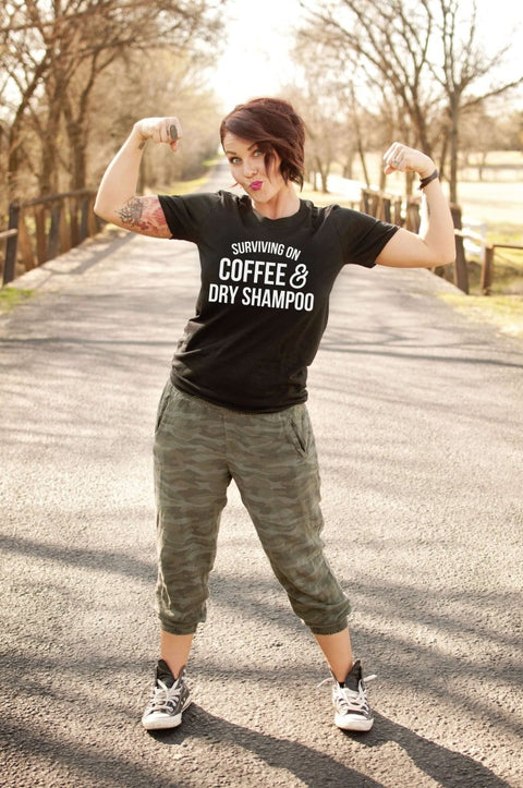 Surviving on Coffee & Dry Shampoo | Women’s T-Shirt | Ruby’s Rubbish® - Ruby's Rubbish Wholesale