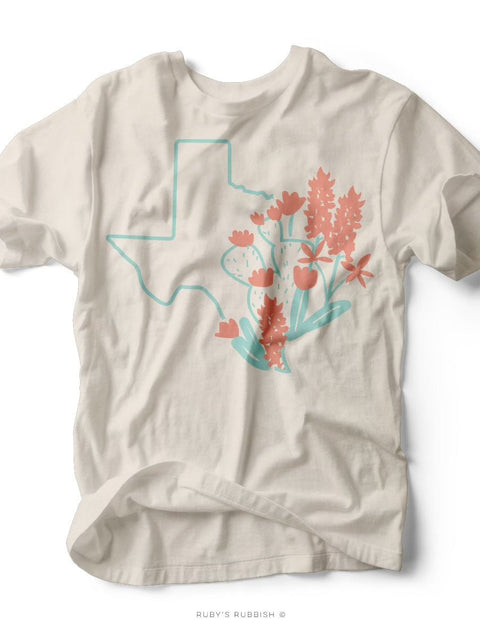 Texas Cactus Flower | Southern T-Shirt | Ruby’s Rubbish® - Ruby's Rubbish Wholesale