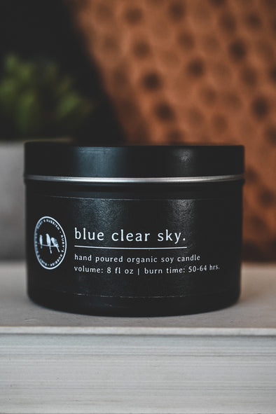 Blue Clear Sky | Matte Black Candle | Ruby's Rubbish