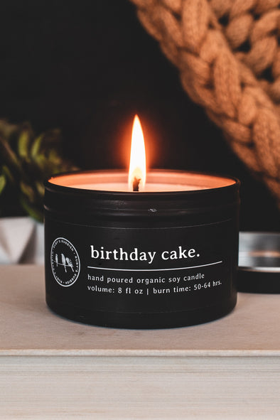 Birthday Cake | Matte Black Candle | Ruby's Rubbish